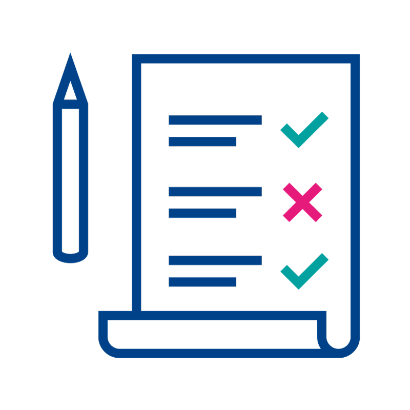 A document with checks and
              errors